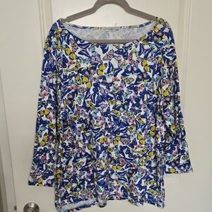 Butterfly Print Long Sleeve Women's Top